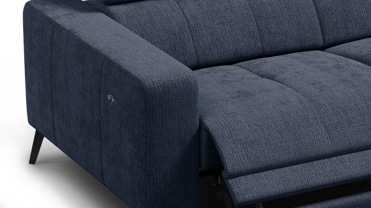 RELAXSOFA MORELLO 3-Sitzer, marineblau, 2 x Relax Zero Gravity - Dunkelblau, Holz/Textil (206/82/103cm) - Wozimo