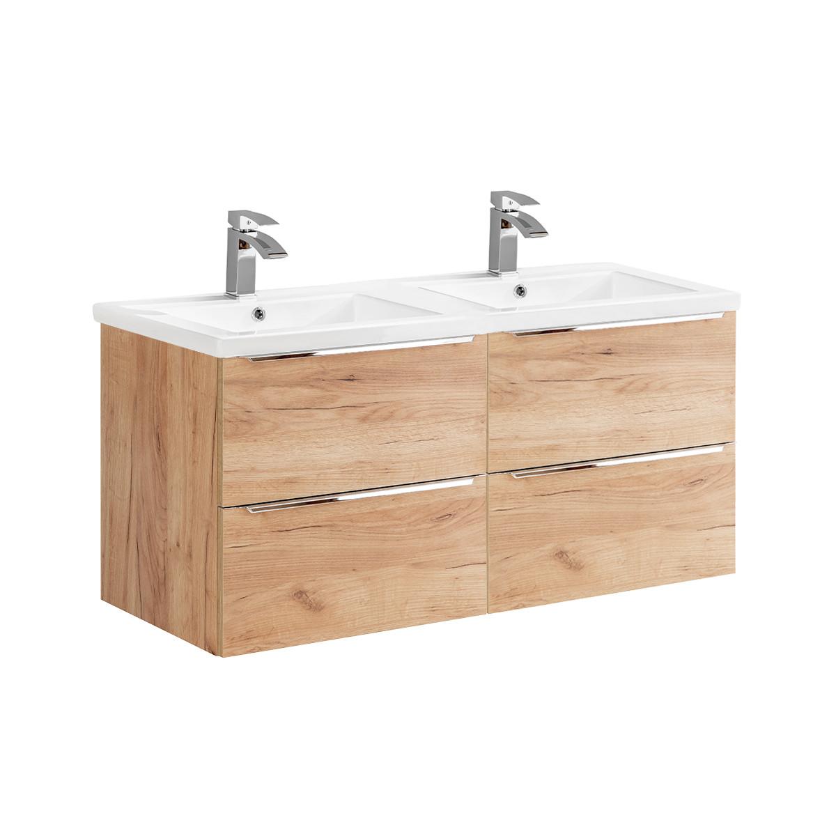 DOPPELWASCHTISCH 120cm April Holz - Braun, Holzwerkstoff (120/57/46cm) - Petits-meubles