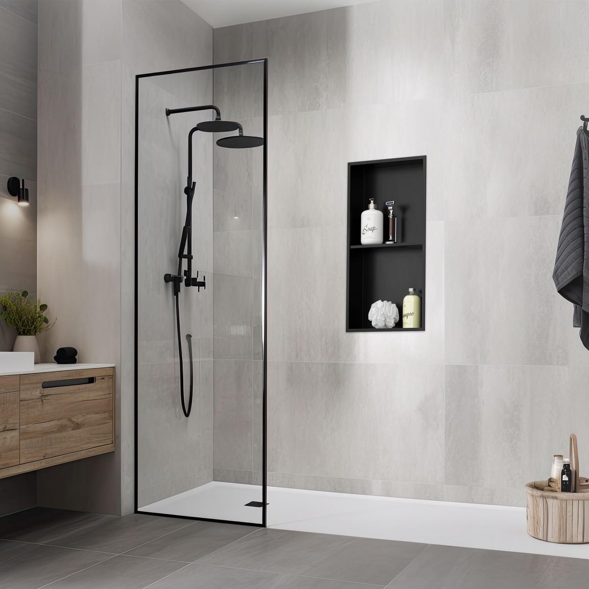 DUSCHNISCHE Schwarz 30/60 cm - Schwarz, Metall (30/60/10cm) - LuxeBath