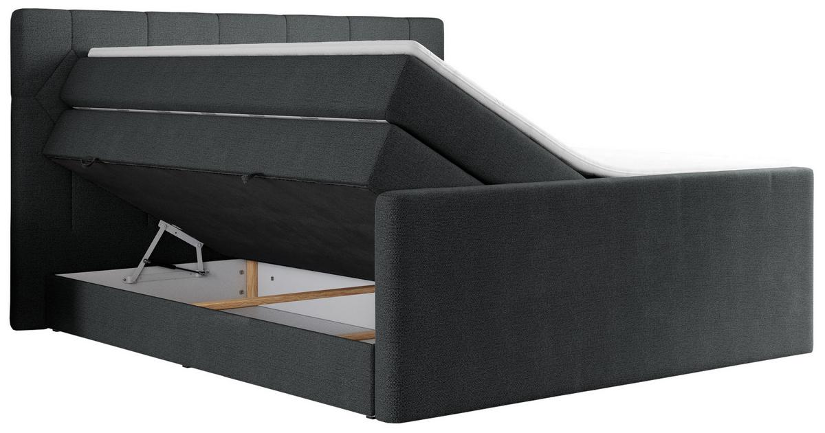 BOXSPRINGBETT KING EIGAR 120/200 Dunkelgrau Struktur - H3 - Dunkelgrau, Holz/Textil (120/200cm) - MKS