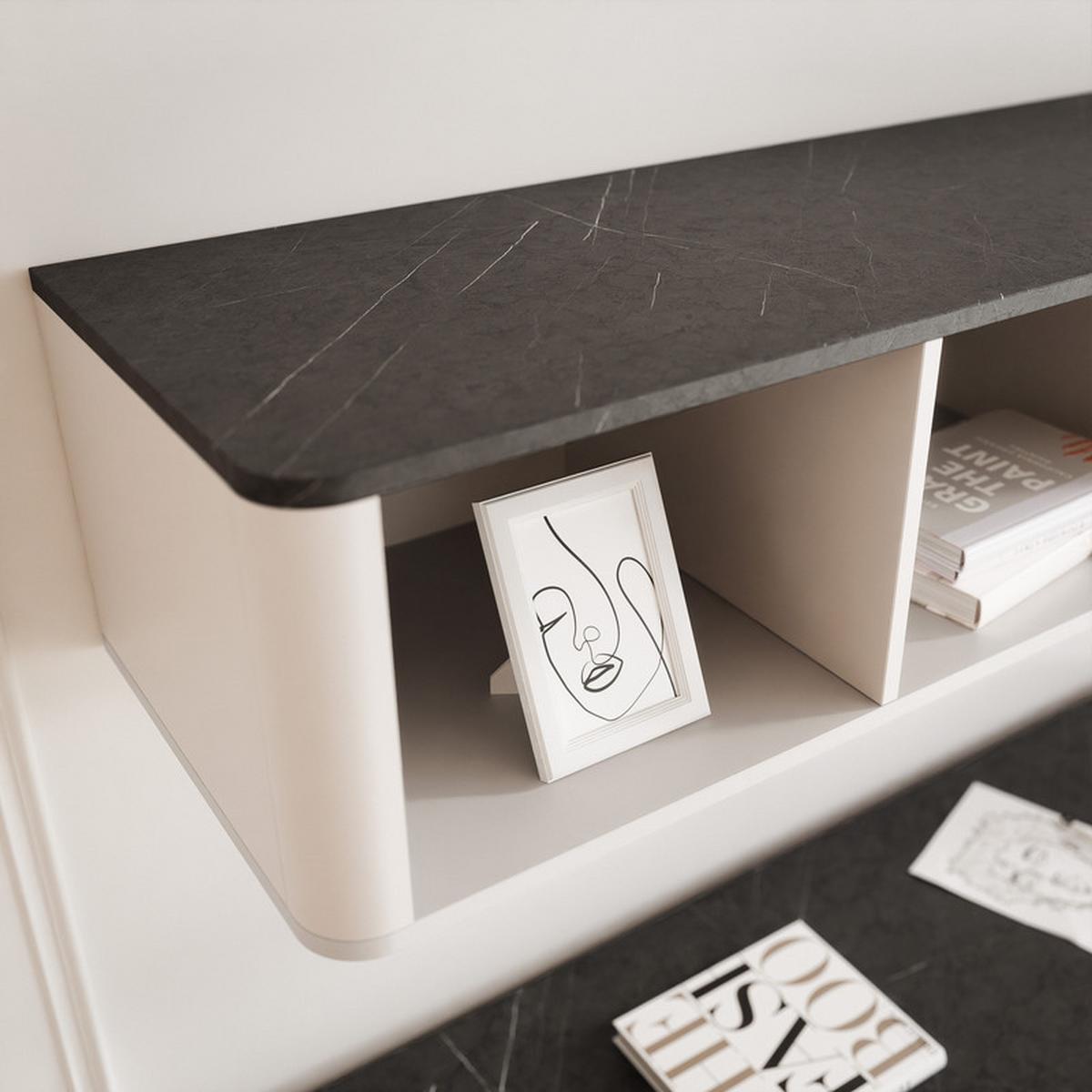 HÄNGEREGAL NAVANI 127/25/30 cm Kaschmir / Grau - Grau, Holzwerkstoff/Metall (127/30/25cm) - Idohome