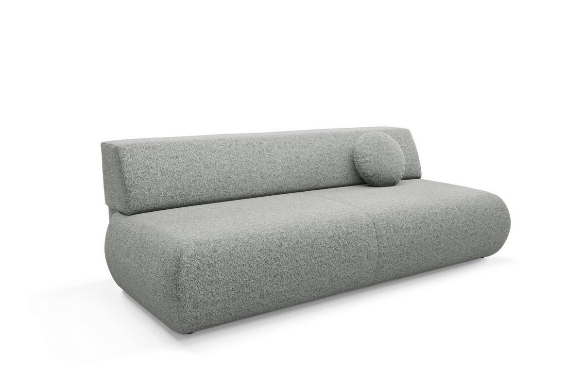 BETTSOFA DELTA Grau Geflochtener Stoff mit Schlaffunktion - Grau, Holz (214/74/100cm) - MASSENO
