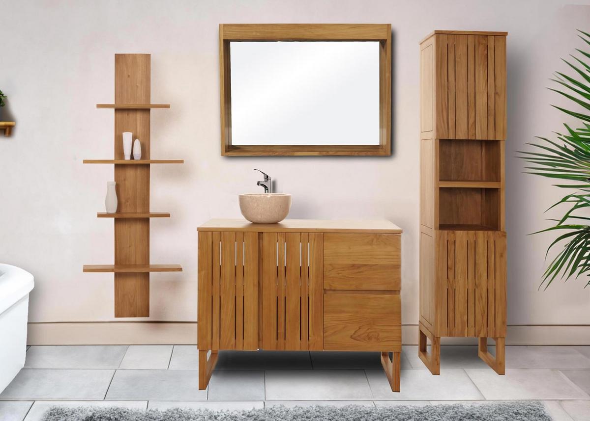 TEAK-WASCHBECKENUNTERSCHRANK Braun - Braun, Holz (106/82/56cm) - MCW