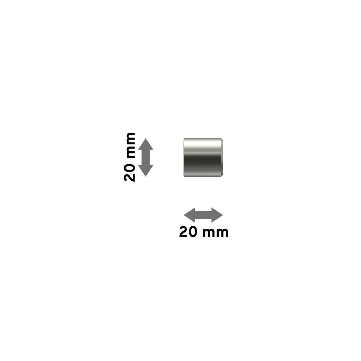 ENDSTÜCKE FÜR GARDINENSTANGEN 16 mm Ø, Casa Edelstahl-Optik, Packung 2 Stück - Edelstahlfarben, Metall (2/2/2cm) - INTERDECO