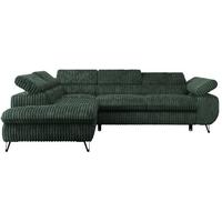 ECKSOFA PETER L Grün Cord - Links Seite - Schwarz/Grün, Textil/Metall (208/273cm) - MKS