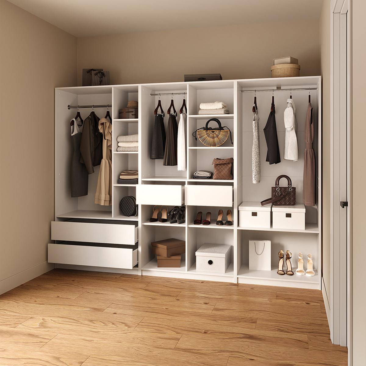 KLEIDERSCHRANK Trento Weiß mit 2 Schubladen - Weiß, Holzwerkstoff (100/200/50cm) - Livinity®