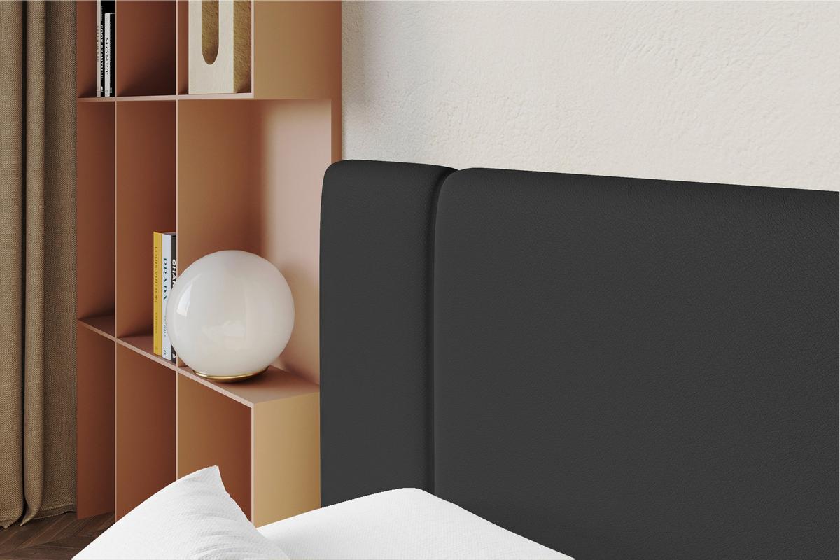POLSTERBETT mit Bettkasten, Fußteil und Lattenrost, Boxbett ohne Matratze - NILO-Z 140x200 Schwarz - Schwarz Hochglanz, Holzwerkstoff/Textil (140/200cm) - ALTDECOR