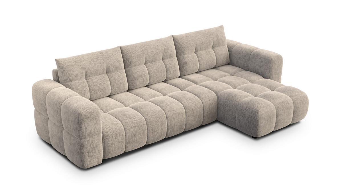 ECKSOFA CLOUDI 4-Sitzer rechts, beige - Beige/Schwarz, Holz/Textil (294/160cm) - Wozimo