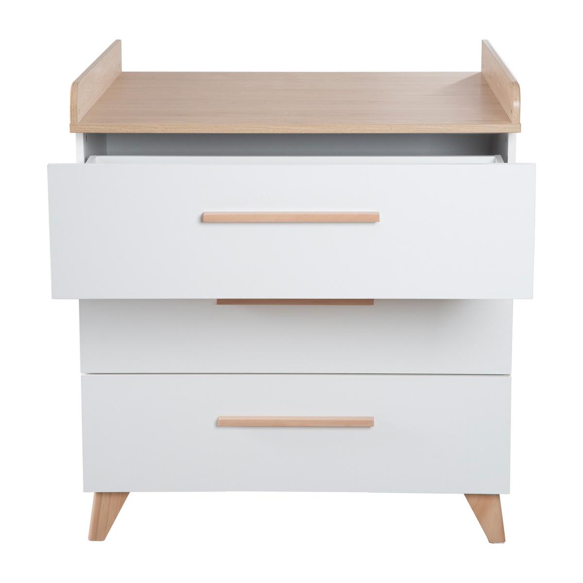 WICKELKOMMODE Leon mit 3 Schubladen - Honigeiche/Weiß, Holz/Holzwerkstoff (89/98/76cm) - Roba