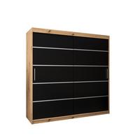 SCHWEBETÜRENSCHRANK 200/200/62 2-türig - Silberfarben/Schwarz, Holz/Kunststoff (200/200/62cm) - MÖBEL KRYSPOL
