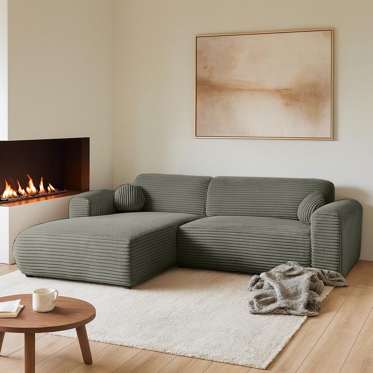 ECKSOFA Puerto, ohne Schlaffunktion, Dunkelgrün, links - Dunkelgrün/Schwarz, Textil (269/170cm) - Beautysofa