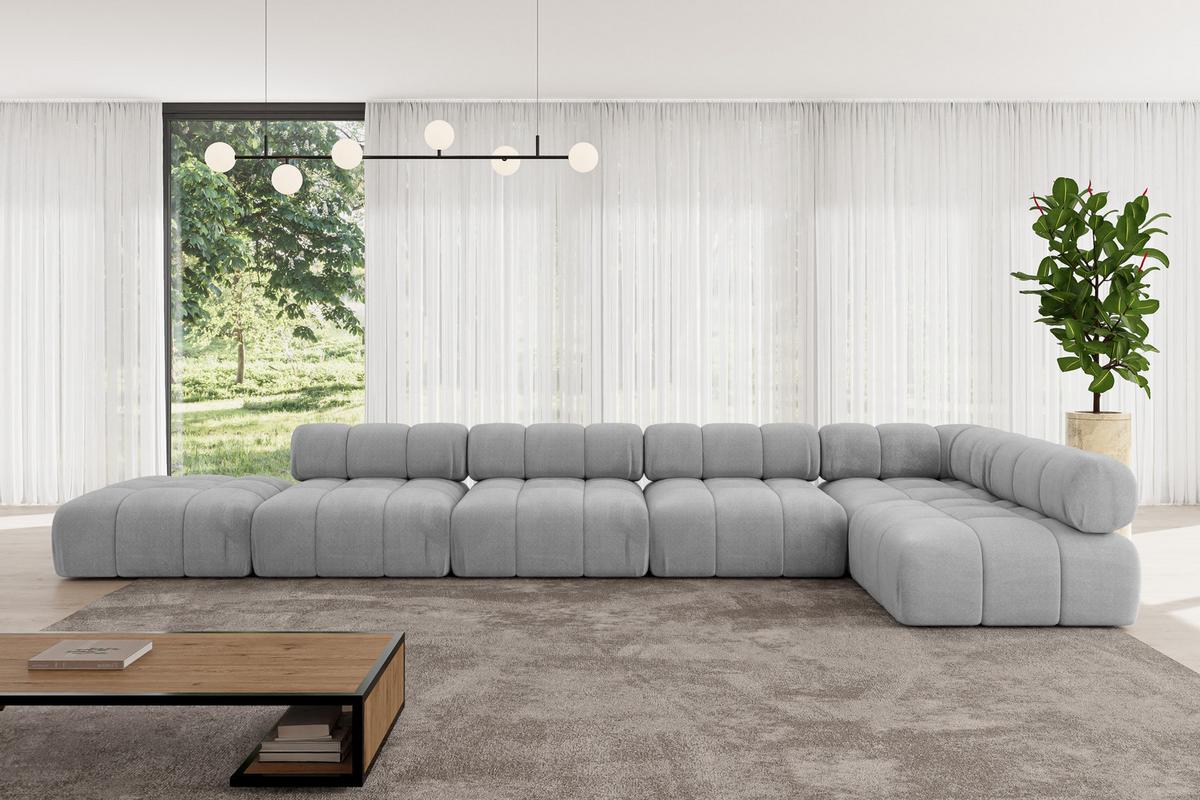 ECKSOFA modulares Sofa Favio-L3 - 475x190x70 cm Hellgrau Velours - Hellgrau, Holzwerkstoff/Textil (475/190cm) - ALTDECOR