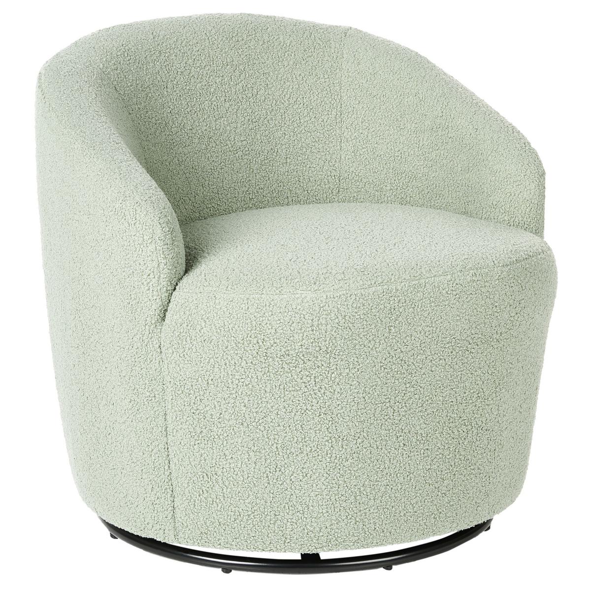 DREHSESSEL Bouclé Hellgrün Davik - Hellgrün, Textil (62/67/63cm) - Beliani