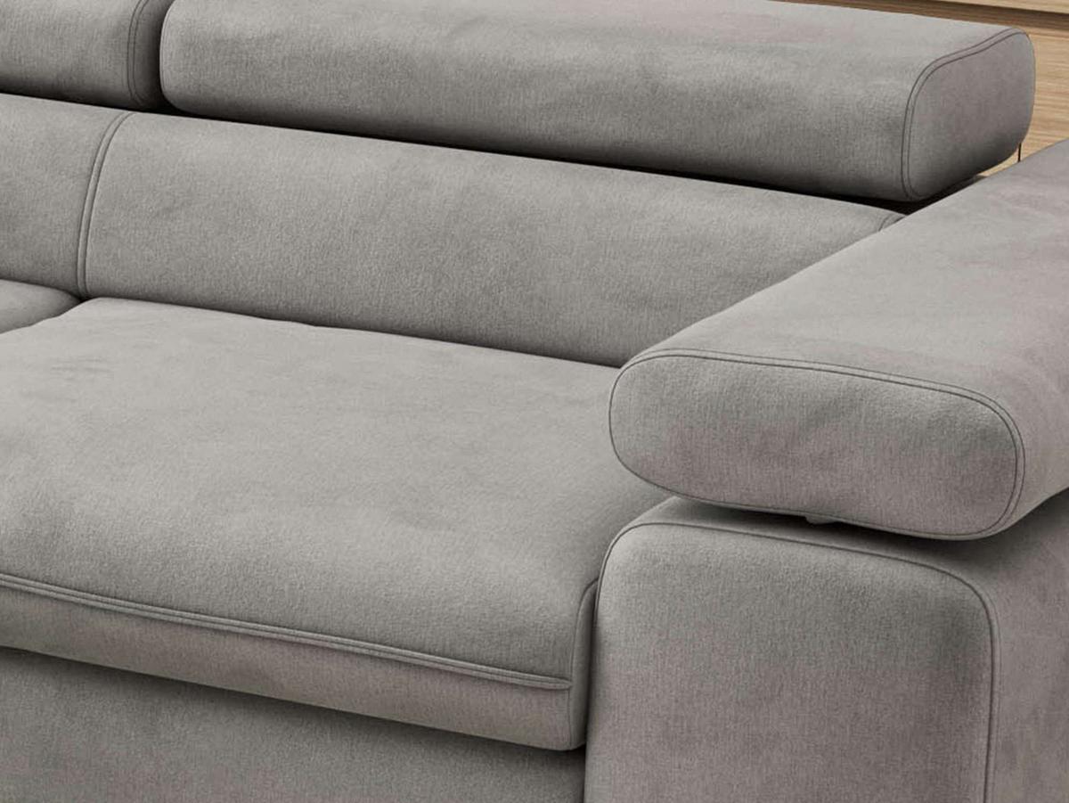 ECKSOFA PABLO L Hellgrau Velvet - Links Seite mit Visco Topper - Hellgrau/Schwarz, Textil/Metall (208/273cm) - MKS