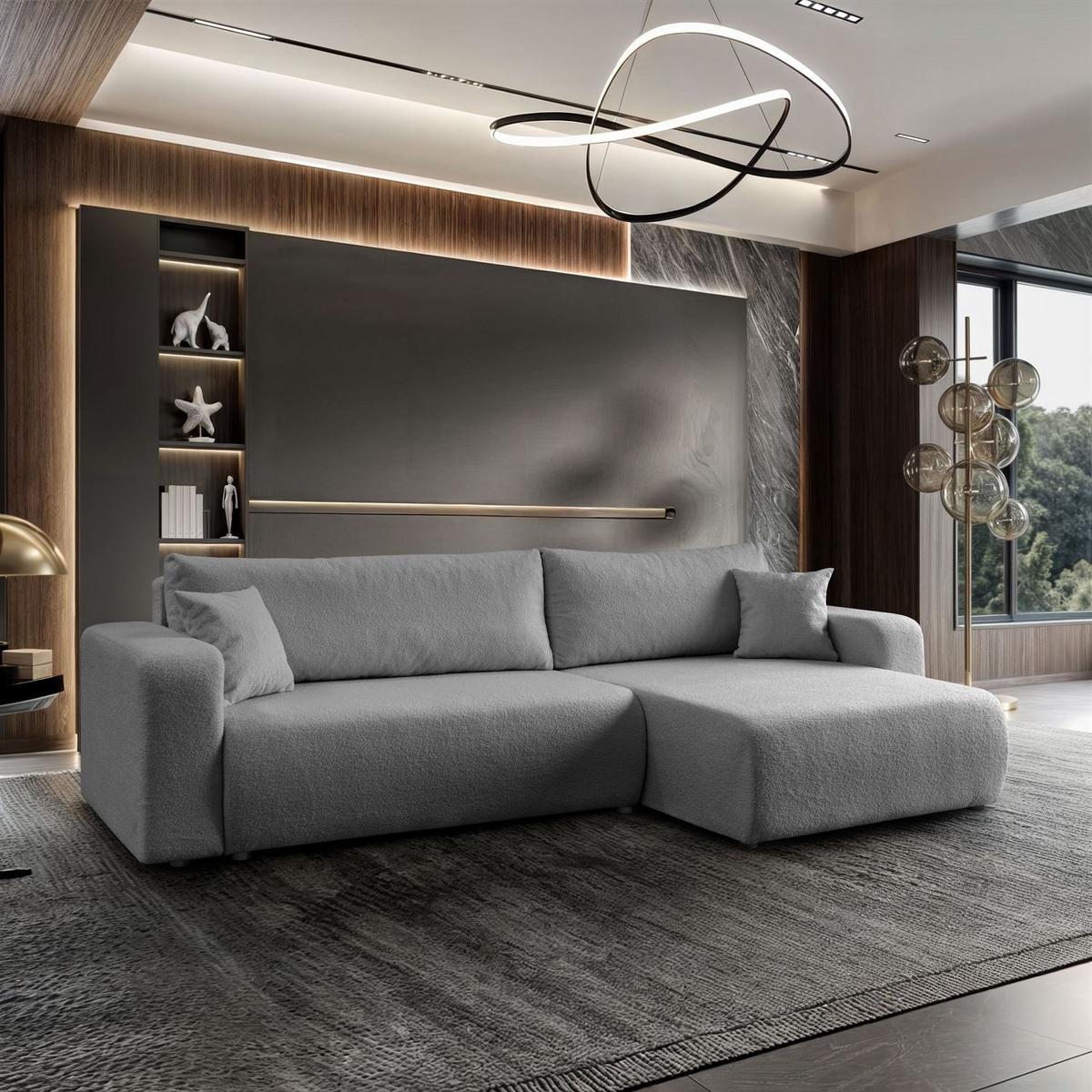 ECKSOFA VESPO XL mit Schlaffunktion und Bettzeugkasten - Graphitfarben, Textil (267/143cm) - Lookway