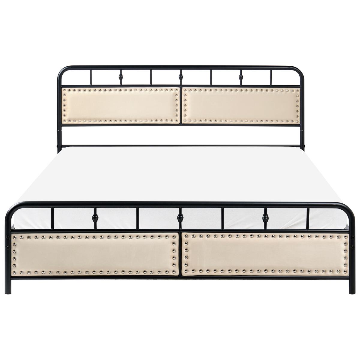 BETT mit Lattenrost 160/200 cm Eisen Schwarz Breuillet - Schwarz, Metall (160/200cm) - Beliani