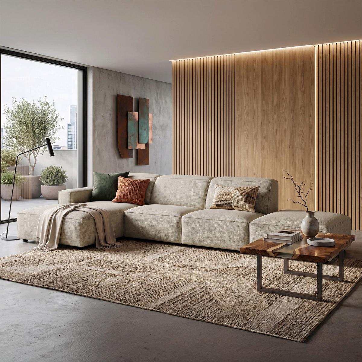 ECKSOFA Sellmo 344 cm - Taupe/Schwarz, Kunststoff/Textil (350/166cm) - Selsey