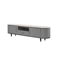 LOWBOARD MARIA Grau Kunstleder, Marmor - Schwarz/Grau, Textil/Metall (200/45/40cm) - KAWOLA