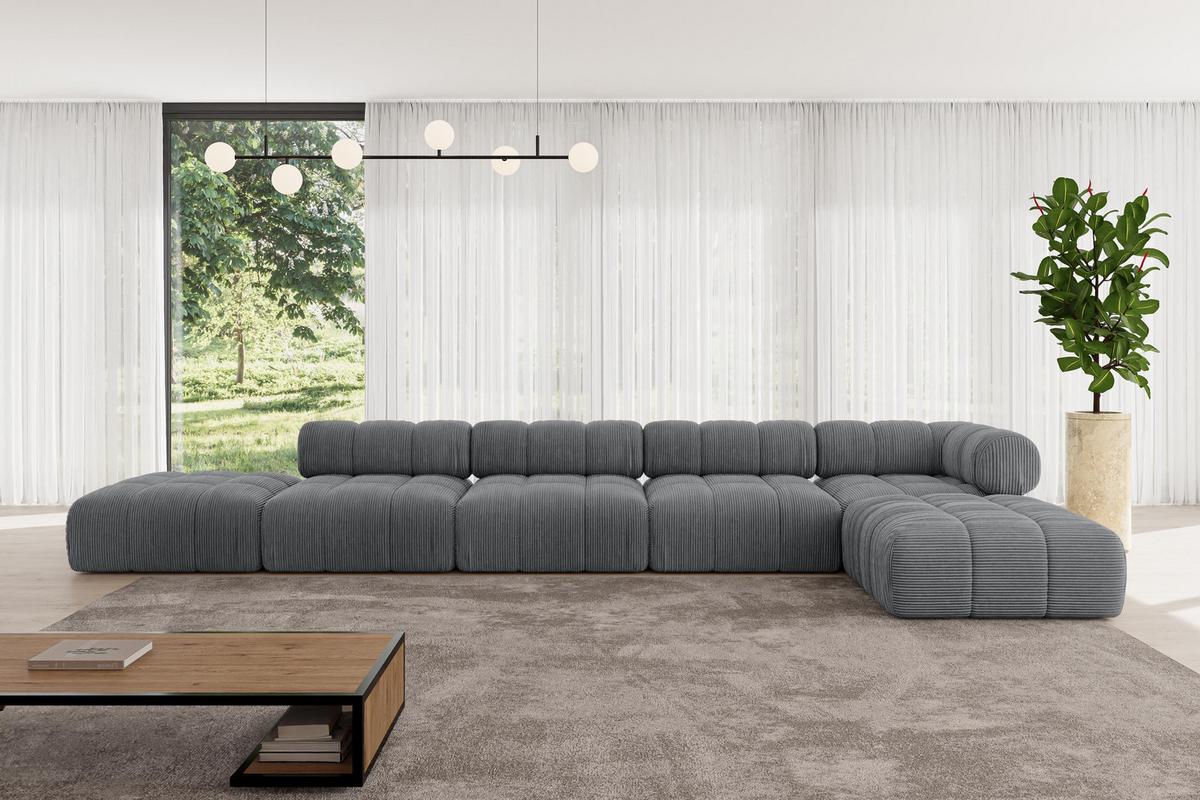 ECKSOFA modulares Sofa Kerru-L3 - 475x190x70 cm Dunkelgrau Cord - Dunkelgrau, Holzwerkstoff/Textil (475/190cm) - ALTDECOR