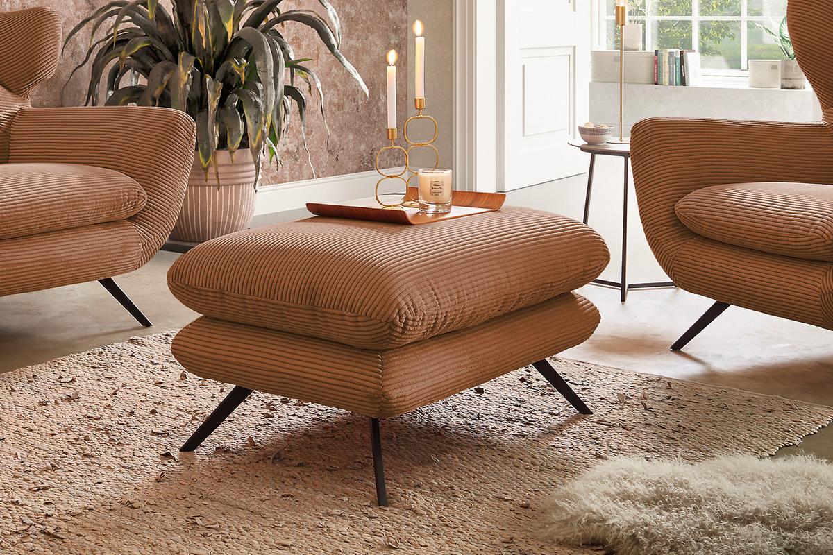HOCKERBANK CHARME Braun Cord - Braun, Textil (90/45/60cm) - KAWOLA