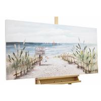 ACRYLBILD HANDGEMALT 120/60 cm - Blau/Beige, Holz/Textil (120/60cm) - KUNSTLOFT