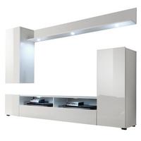 WOHNZIMMER: Wohnwand "Win" weiß Hochglanz (208 x 165 cm) 4-teilig - Weiß Hochglanz/Weiß, Holzwerkstoff (208/165/34cm) - Top.Furn