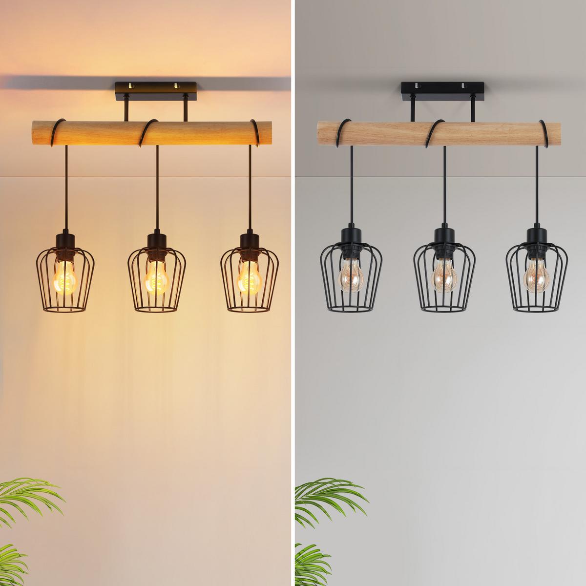 PENDELLEUCHTE Vivienneth 52/13/43 cm - Braun, Holz/Metall (52/13/43cm) - ZMH