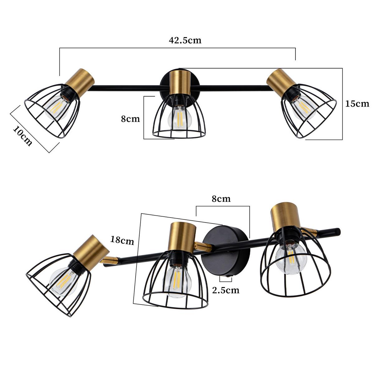 WANDLEUCHTE Glowyn 48/18/18 cm - Schwarz, Metall (18/18/48cm) - ZMH