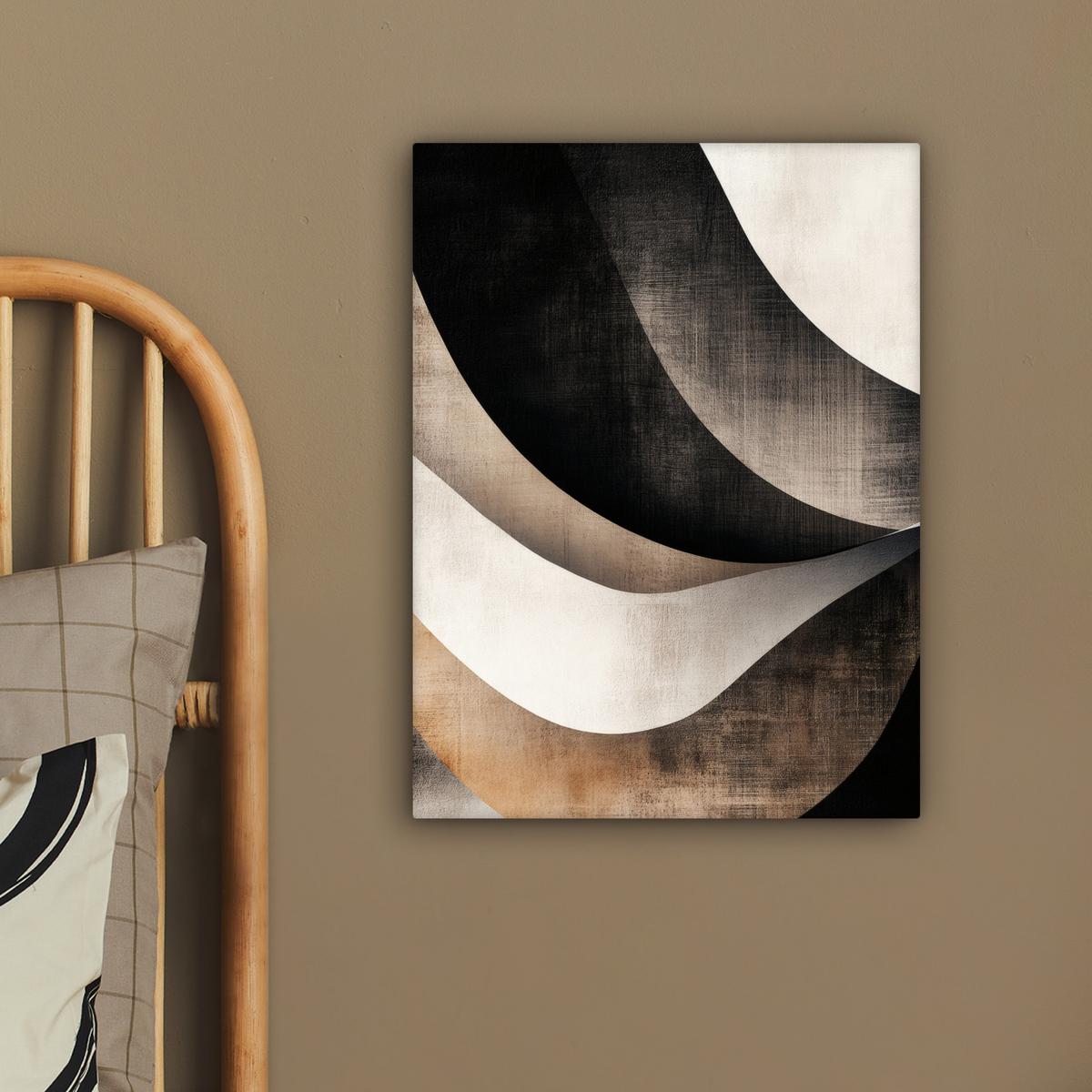 LEINWANDBILD Abstrakt - Wellen - Schwarz - Verwittert Room Decor 30x40 cm - Trüffeleichefarben, Textil (30/40cm) - MuchoWow