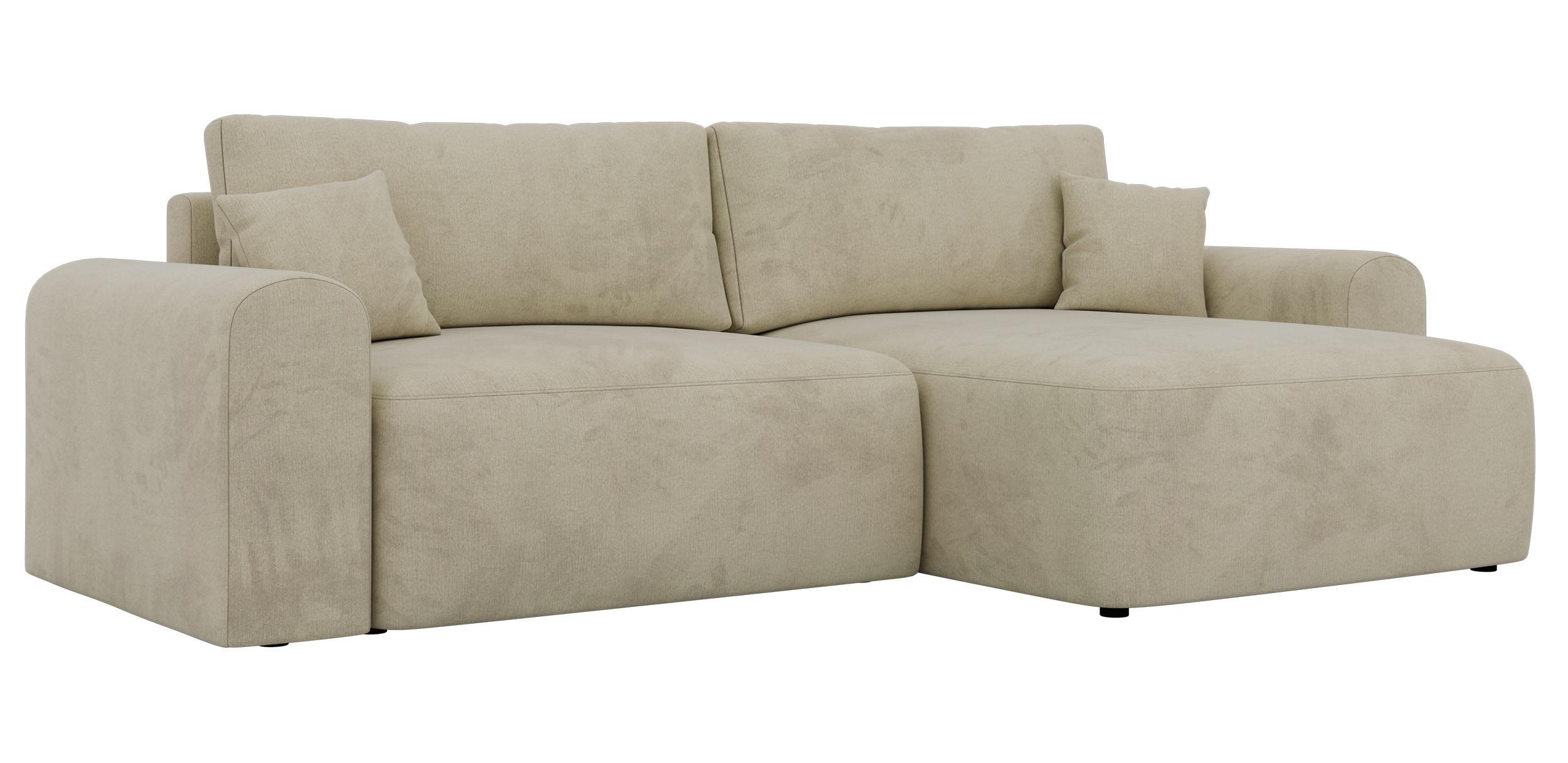 ECKSOFA NEKSON L - Beige Velvet - Beige/Schwarz, Kunststoff/Textil (274/152cm) - MKS