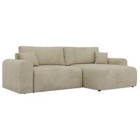 ECKSOFA NEKSON L - Beige Velvet - Beige/Schwarz, Kunststoff/Textil (274/152cm) - MKS