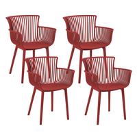 GARTENSTUHL 4er-Set Kunststoff rot Pesaro - Rot, Kunststoff (58/84/45cm) - Beliani