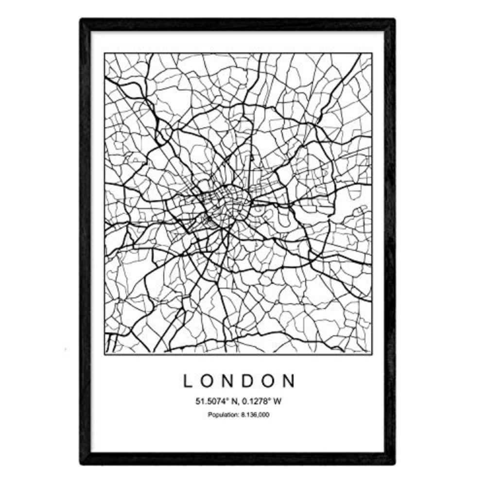POSTER London Nordic Style A3 Schwarzer Rahmen - Schwarz, Papier (29.7/5/42cm) - Nacnic