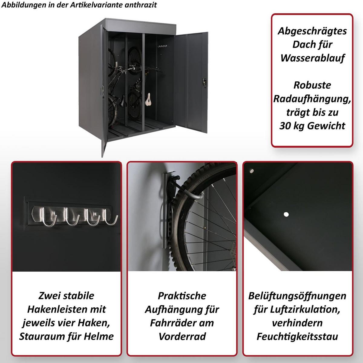 FAHRRADGARAGE H66B rechteckig Hellgrau - Hellgrau, Metall (158/213/125cm) - MCW