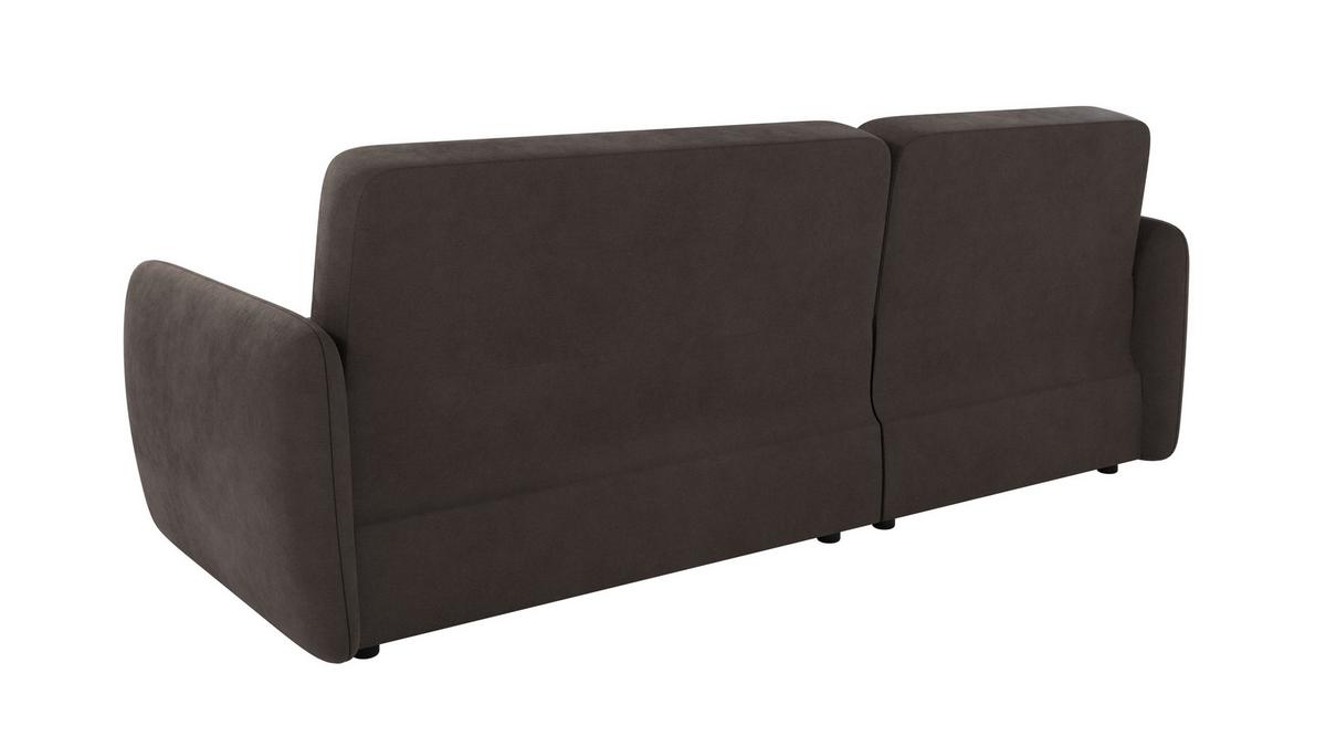 ECKSOFA Lupo Braun - Khaki Mikrofaser - Dunkelbraun/Schwarz, Holz/Kunststoff (232/147cm) - S-Style Möbel