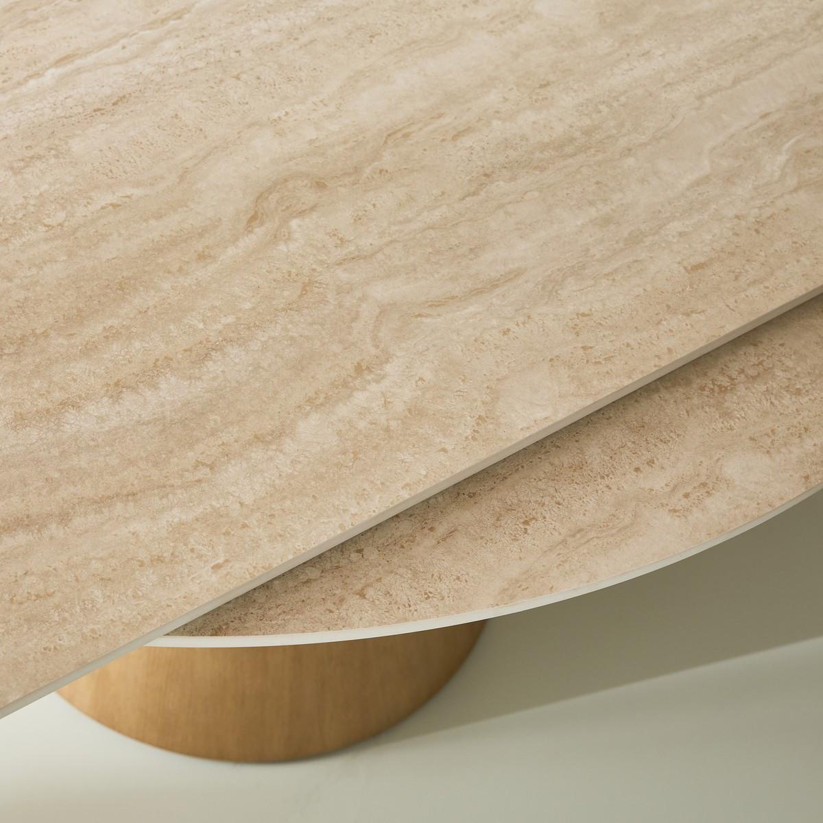 ESSTISCH mit Erweiterungen Rund 135/180/90 cm - Beige, Keramik (77/135/90cm) - Signature