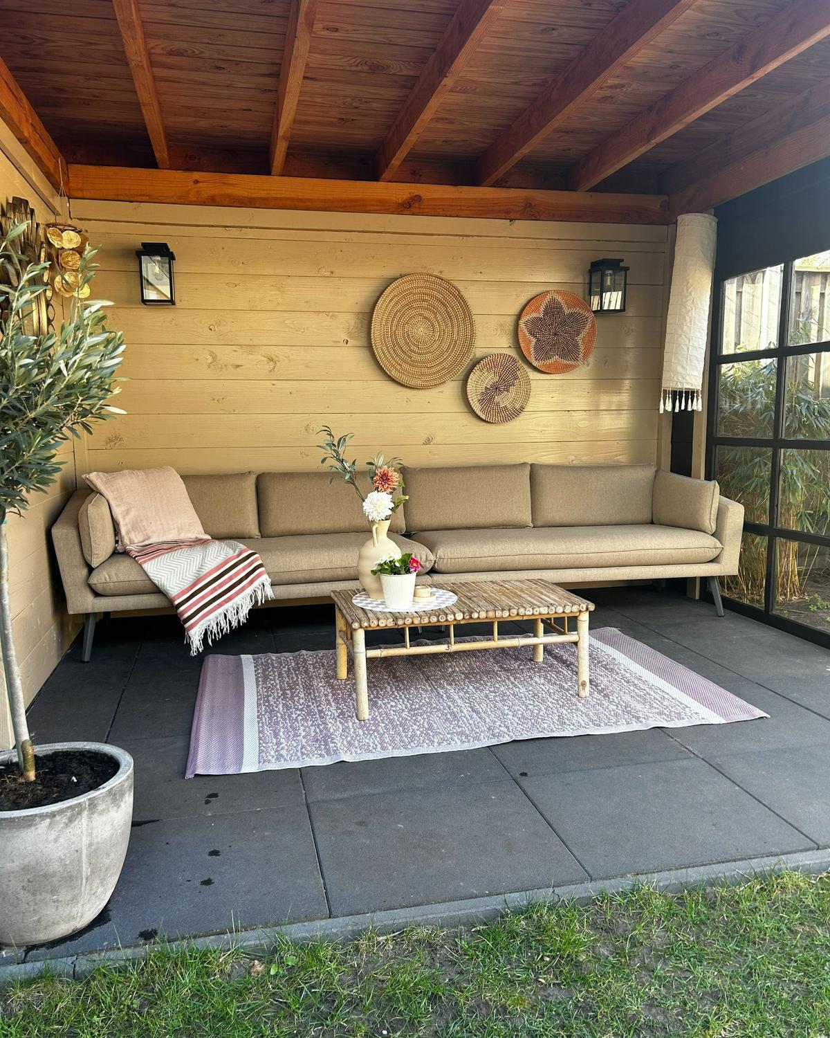 GARTEN ECKSOFA 4-Sitzer beige modular Loretello - Beige/Grau, Textil (320/70/76cm) - Beliani