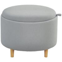 SITZHOCKER Ottomane mit Stauraum Runder Polsterhocker mit Klappdeckel, Grau - Naturfarben/Grau, Eichenholz/Kunststoff (56/42/56cm) - HOMCOM