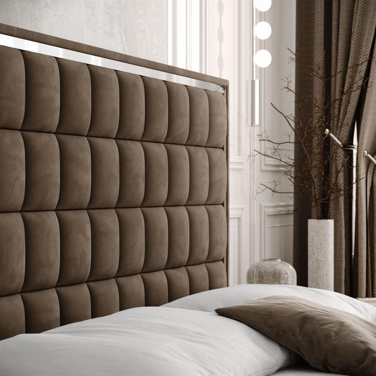 BOXSPRINGBETT ISADORA SILVER mit Bettkasten und Topper 140x200 cm Royal Velvet 196 - Braun, Textil - Lookway