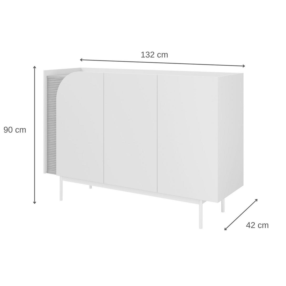 KOMMODE Camel mit 3 Schubladen, geriffeltem Detail, 130 cm, Frühlingseiche + Macadamia - Eichefarben/Beige, Holzwerkstoff/Metall (132/90/42cm) - Beautysofa