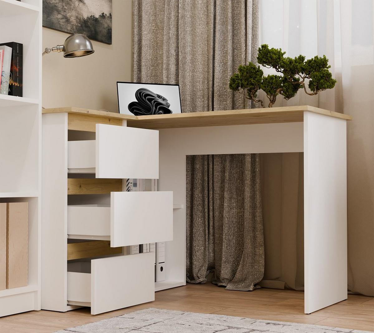 SCHREIBTISCH Weiß, Artisan Eiche 120/75/49 - Weiß/Eiche Artisan, Holzwerkstoff (90/50/75cm) - RAUMHIRSCH FURNITURE