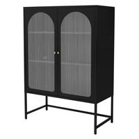 VITRINENSCHRANK 85 x 120 x 40 cm Schwarz aus Stahl - Schwarz, Metall (85/120/40cm) - ML-DESIGN