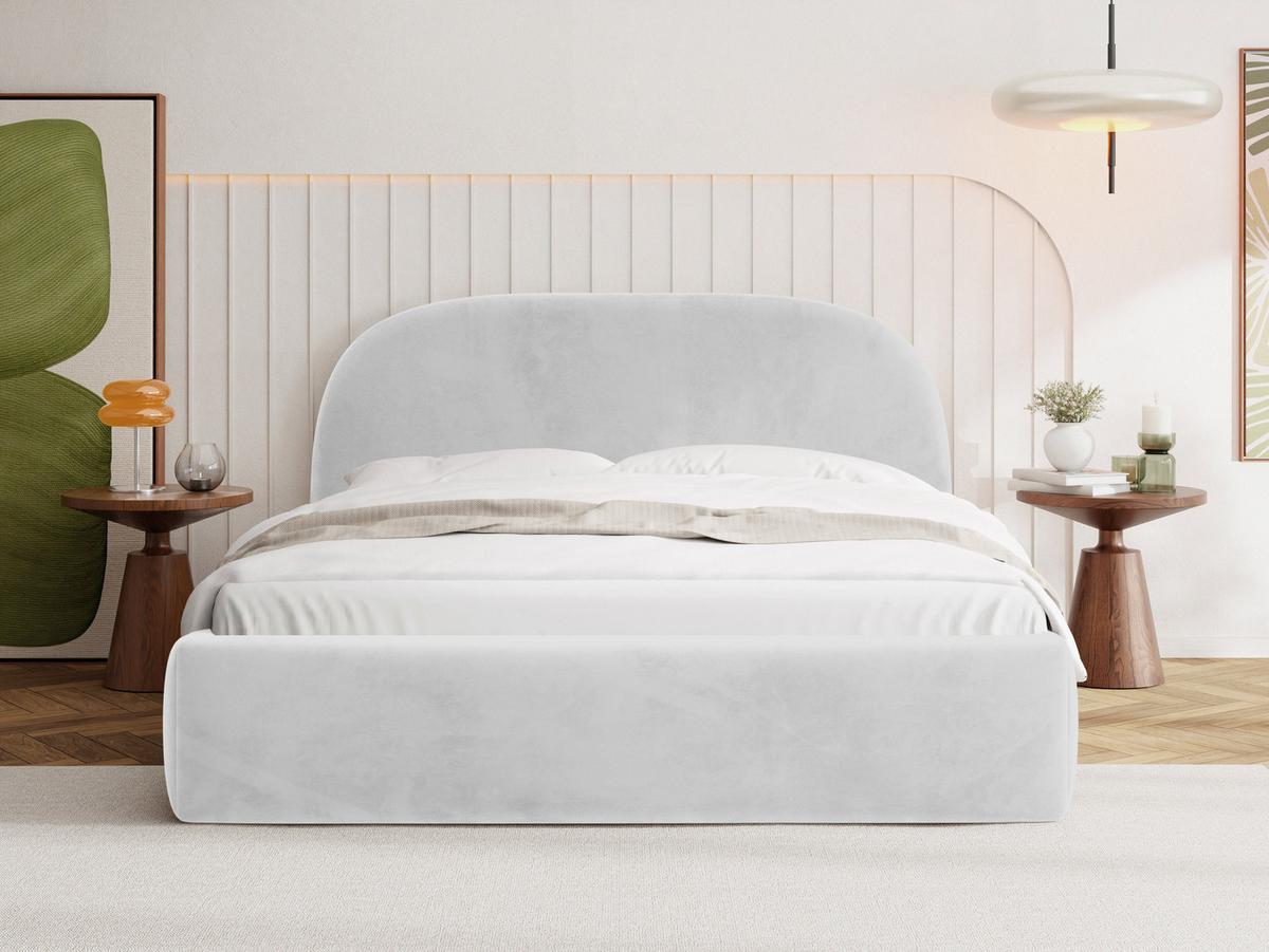POLSTERBETT Puro mit Bettkasten, Hellgrau Samt 120 x 200 cm – mit Metall-Lattenrost - Birkefarben/Hellgrau, Kunststoff/Textil (120/200cm) - WFL GROUP