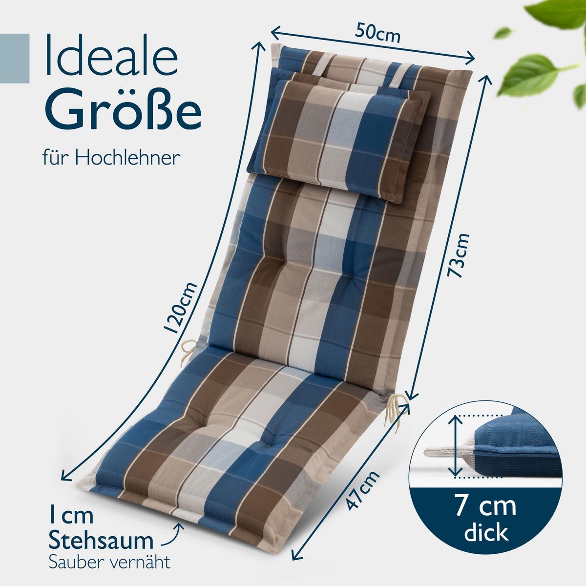 HOCHLEHNER Highlux HL 120x52x7cm Braun-Blau-Kariert (7tlg) - Braun, Textil (52/120cm) - Beautissu 