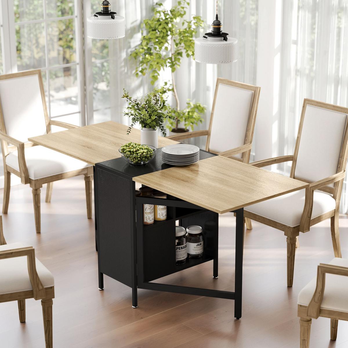 KLAPPTISCH Esstisch Beistelltisch Eiche Metallrahmen Küche Wohnzimmer Braun+Schwarz - Schwarz/Braun, Holzwerkstoff/Metall (169/60/75cm) - HOMCOM