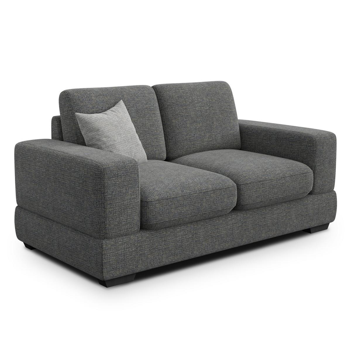 SOFA OTTO 2-Sitzer, anthracit - Schwarz/Grau, Holz/Textil (171/89/98cm) - Wozimo