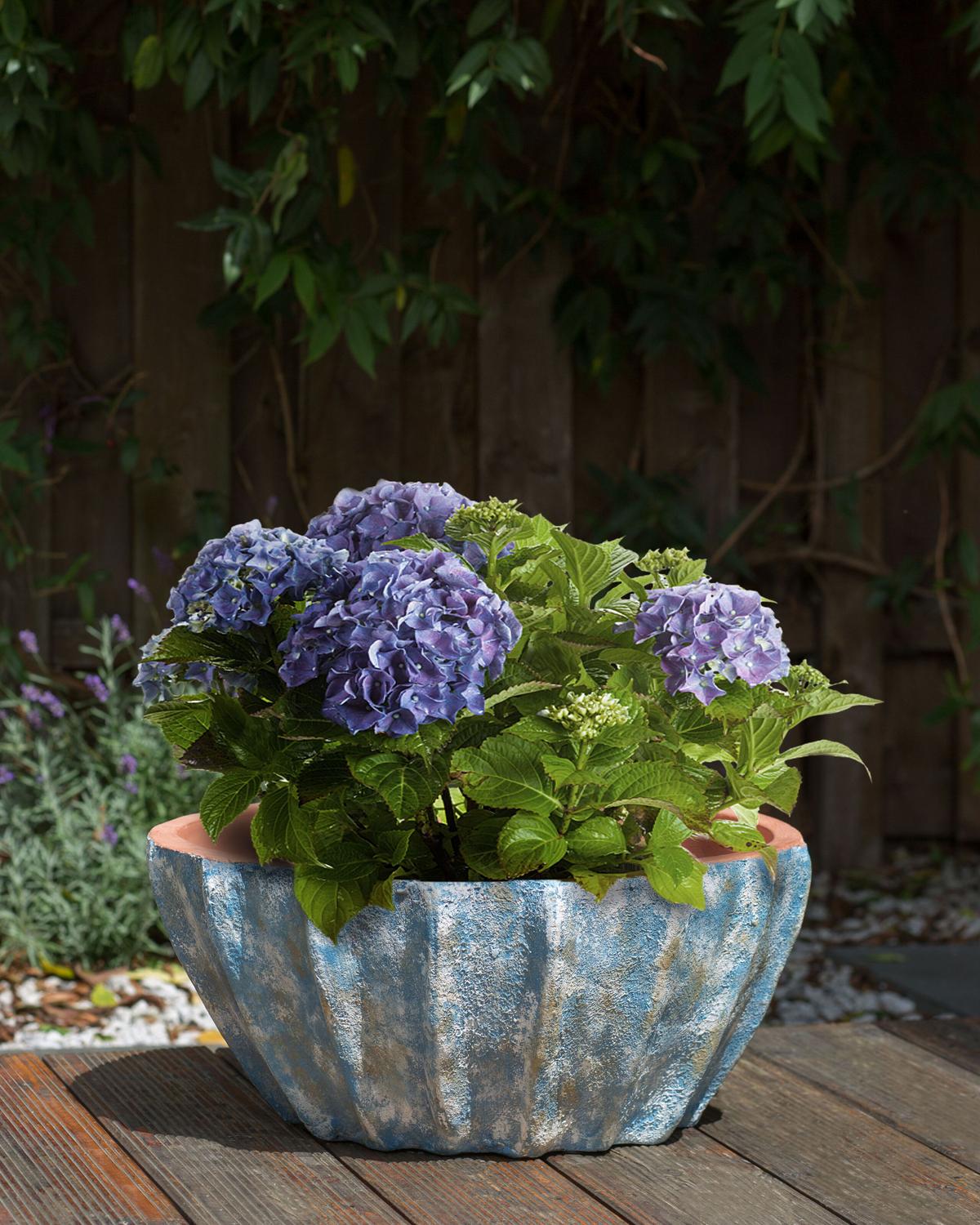 BLUMENTOPF Blau Ostrya - Blau, Naturmaterialien (24cm) - Beliani