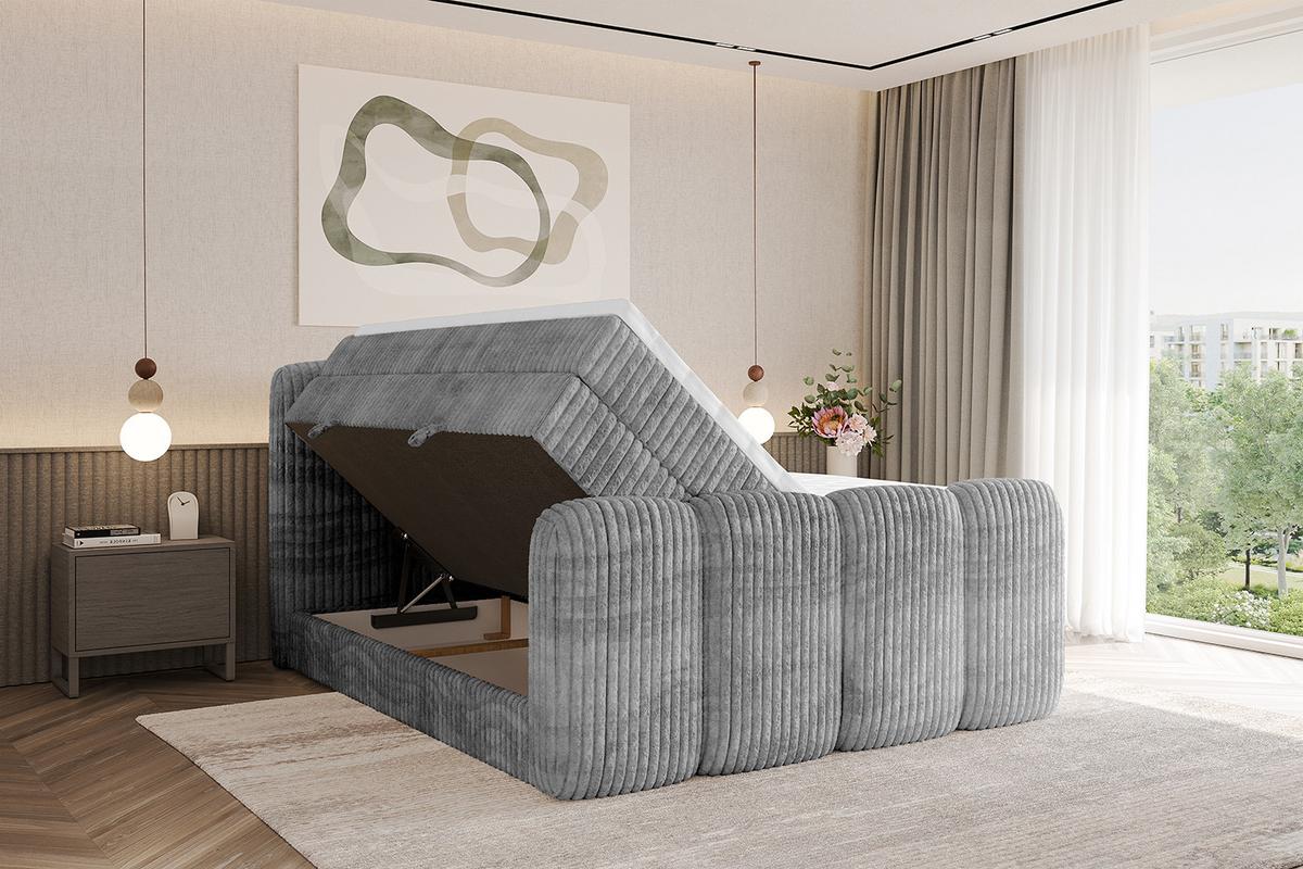 BOXBETT mit Matratze H3|H4 und Lattenrost - NINA-Z KING - 140x200 cm Tila - Hellgrau - Hellgrau, Holzwerkstoff (140/200cm)