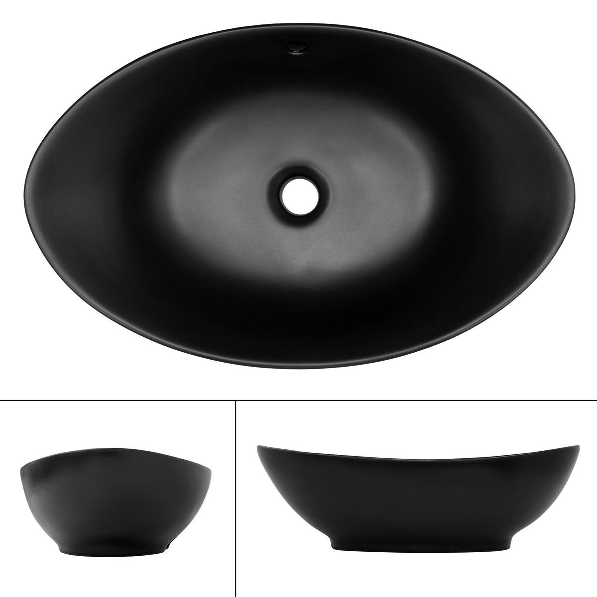 WASCHBECKEN - Schwarz, Keramik (38/19/59cm) - ML-DESIGN