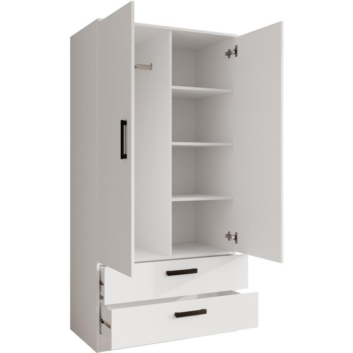 DREHTÜRENSCHRANK Trend, mit Schubladen, Weiß - Schwarz/Weiß, Holzwerkstoff (90/180/50cm) - Beautysofa